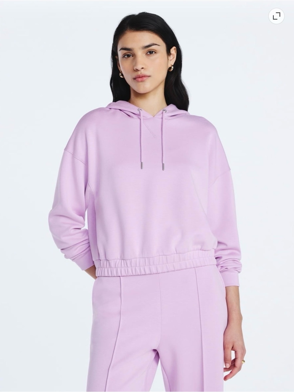 Cropped Lavender Drawstring Hoodie - Picture 1 of 13